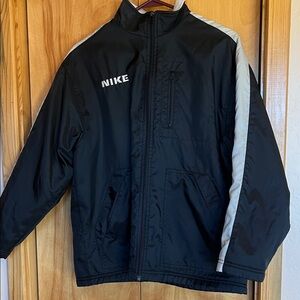 Vintage Nike Black Boys Jacket with Gray Stripes
